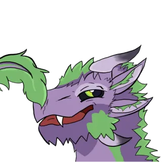 😤 龙, 卡通, 紫色, 绿色 whatsapp sticker