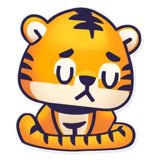 😒 tigre, triste, animal, fofo, desenho animado, adesivo telegram sticker
