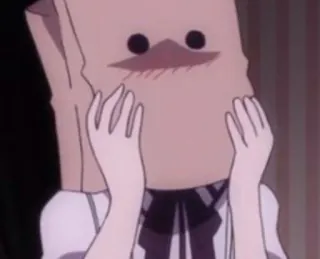 💘 Saco de papel, Estilo anime, Fofo, Ilustração, Desenho animado, Corando telegram sticker