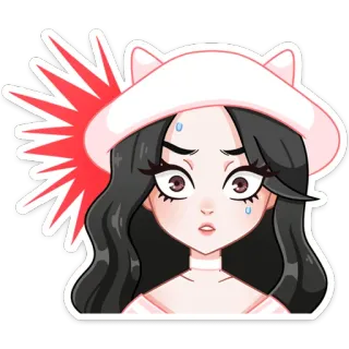 😳 스티커, 여자, 만화, 일러스트, 애니메이션 telegram sticker
