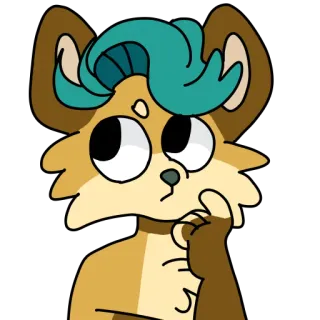 🤔 животное, мультик, пушистый, думающий, милый, персонаж telegram sticker