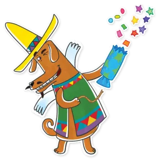 🎉 cão, sombrero, confete, festa, fiesta, celebração telegram sticker