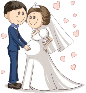 🧖‍♀ свадьба, невеста, беременная, любовь, брак, пара telegram sticker