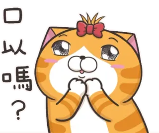 😀 口以嗎？ Katze, süß, orange, Tier, Cartoon, kawaii telegram sticker