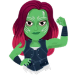 💪 Gamora Gamora, Guardiões da Galáxia, Marvel, Super-herói, Banda desenhada, Pele verde, Forte, Mulher telegram sticker