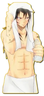 🚿 Anime, Pria, Otot perut, Handuk, Bekas luka telegram sticker