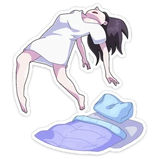 😴 paralisia do sono, pesadelo, horror, sonho, flutuando, sono, cama telegram sticker