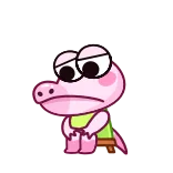 😔 crocodile, cartoon, animal, sad, cute, pink, character telegram sticker