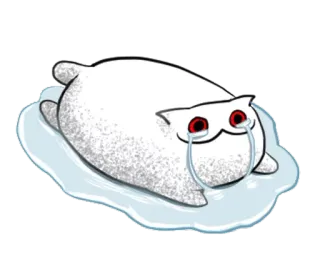 🦊 ร้องไห้, เศร้า, แมว, สีขาว, น้ำตา, การ์ตูน, สัตว์ whatsapp sticker