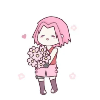 🌻 Sakura Naruto anime, chibi, sakura, flowers, kawaii telegram sticker