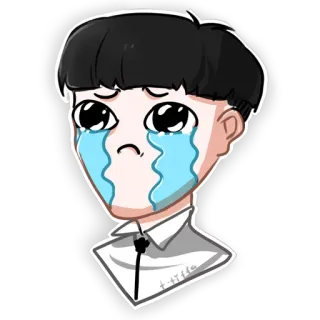 😢 грустный, плачущий, аниме, мальчик, слезы, эмоциональный whatsapp sticker