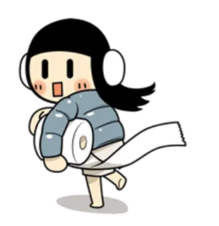 🏃 cartoon, running, toilet paper, roll, hurry, urgent telegram sticker