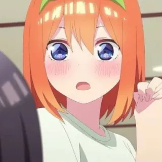 👒 Yotsuba Nakano The Quintessential Quintuplets Anime, Desenho animado, Fofo, Menina, Cabelo laranja, Olhos grandes telegram sticker
