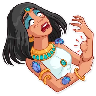 😱 mesir, wanita, ketakutan, kumbang, scarab, perhiasan telegram sticker