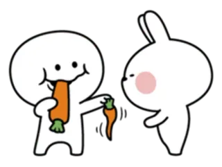🤑 konijn, konijntje, cartoon, schattig, wortel, eten telegram sticker