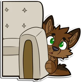 👀 furry, cute, peeking, hiding, animal, brown, cartoon telegram sticker