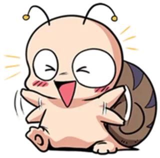 😆 Kartun, Siput, Lucu, Senang, Kawaii, Karakter, Binatang whatsapp sticker