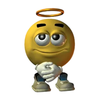 😇 Emoji, Angelo, Aureola, Carino, Cartone animato, Giallo whatsapp sticker