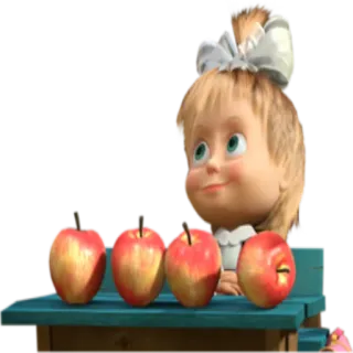 🙄 Masha Masha and the Bear Masha, Masha dan Beruang, apel, kartun, lucu, gadis, anak telegram sticker