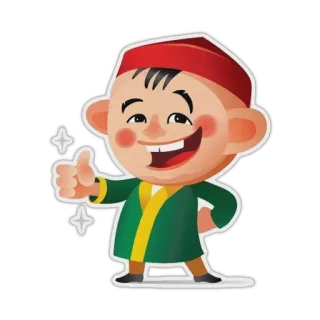 👍 만화, 엄지 척, 행복, 전통 의상, 쾌활한 whatsapp sticker