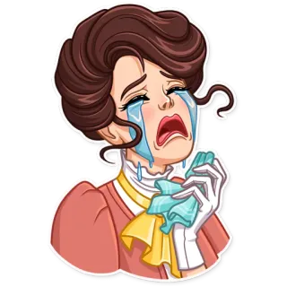 😭 menangis, sedih, air mata, wanita, vintage, kesal telegram sticker