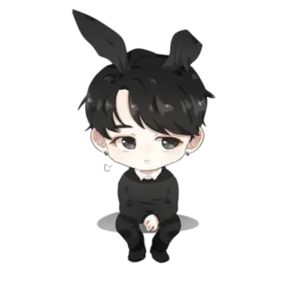 😒 bunny, chibi, cute, kawaii, sticker, anime, cartoon whatsapp sticker