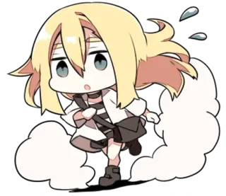 🏃‍♀️ chibi, course, sueur, fatigué, épuisé, anime, manga telegram sticker