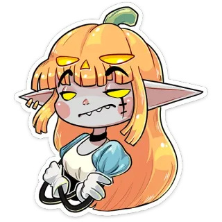 😕 halloween, calabaza, elfo, dibujos animados, pegatina, lindo, otoño, monstruo telegram sticker