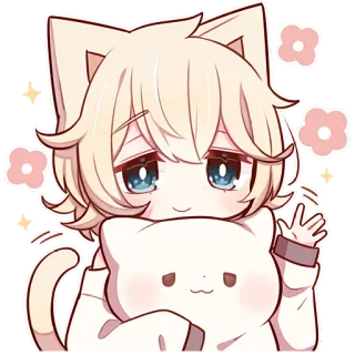 🤝 cat ears, anime, cute, kawaii, chibi, cat, kitten, digital art telegram sticker