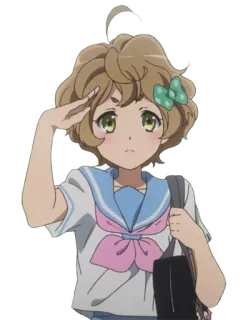 😠 Anime, Schuluniform, Salut, Mädchen, Cartoon telegram sticker