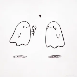 💗 hantu, bunga, imut, hati, kartun, ilustrasi telegram sticker
