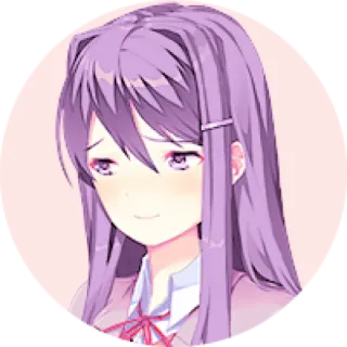 💜 Yuri Doki Doki Literature Club! anime, tóc tím, dễ thương, chân dung, yuri, doki doki literature club, trò chơi điện tử telegram sticker