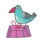 🎁 Vogel, Geschenk, Geschenk, Cartoon, niedlich, Tier telegram sticker