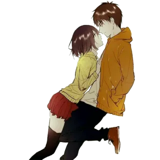 ❤ anime, koppel, romantiek, cartoon, relatie, genegenheid, illustratie telegram sticker