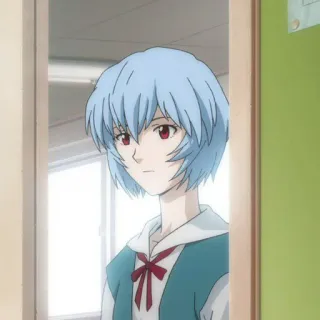 🌧 Rei Ayanami Neon Genesis Evangelion аниме, персонаж, синие волосы, красные глаза whatsapp sticker