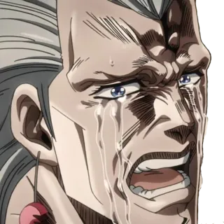 😭 Jean Pierre Polnareff JoJo's Bizarre Adventure anime, huilen, verdrietig, tranen, Polnareff telegram sticker