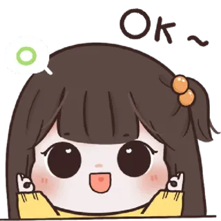 🤪 Ok~ fofo, desenho animado, garota, ok, acordo telegram sticker