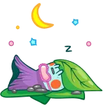 😴 desenho animado, folha, lua, flor, dormindo, planta telegram sticker