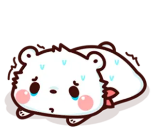😢 dier, verdrietig, schattig, beer, wit, kawaii, zwetend telegram sticker