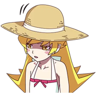 😔 Kiss-Shot Acerola-Orion Heart-Under-Blade Monogatari Anime, Ragazza, Cappello, Kiss-Shot Acerola-Orion Heart-Under-Blade, Monogatari, Bikini, Capelli biondi, Vampiro telegram sticker