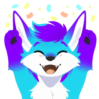 😄 sticker, dibujos animados, furry, feliz, zorro, animal telegram sticker