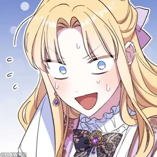 🖤 @HAWKS Dessin animé, Femme, Blonde, Anime, Visage, Expression, Joyeux telegram sticker