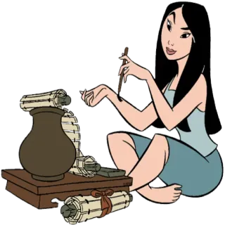 📝 Mulan disney, animasi, pahlawan wanita, tradisional, menulis telegram sticker