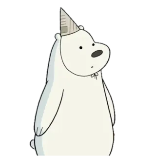 🐼 Ice Bear We Bare Bears urso polar, we bare bears, desenho animado, urso, chapéu de festa, fofo, urso branco telegram sticker