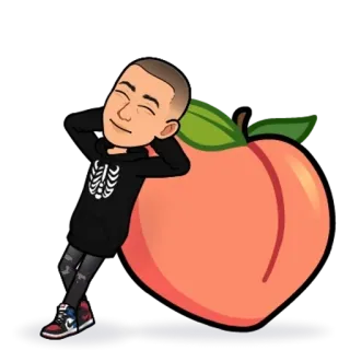 🌟 Bitmoji, Kartun, Persik, Kerangka, Santai telegram sticker