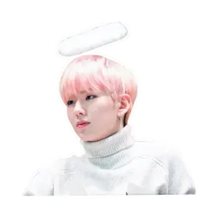 😇 เคป็อป, ไอดอล, ผมสีชมพู, รัศมีนางฟ้า, น่ารัก, เด็กผู้ชาย telegram sticker