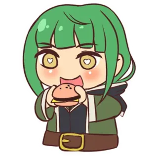 🍔 Anime, Fofo, Chibi, Personagem, Comendo, Hambúrguer telegram sticker