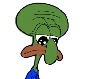 😞 Squidward Spongebob Squarepants carlo, bob l'éponge, triste, mème, dessin animé telegram sticker