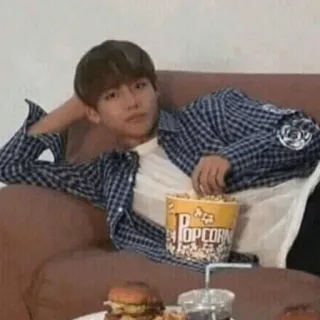 🍪 Popcorn food, popcorn, couch, man, relaxing, casual whatsapp sticker