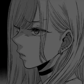 🤍 anime, girl, manga, portrait, cartoon, earrings, choker, illustration telegram sticker